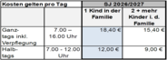 Preise Ferienbetreuung Preise Ferienbetreuung