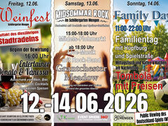 Weinfest, Auftakt Stadtradeln, Midsommar-Rock, Mädels-Flohmarkt, Family-Day, Public Viewing 
