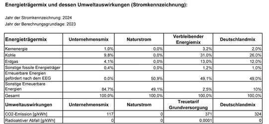 Energiemix und Umweltauswirkungen Stadtwerke Mengen