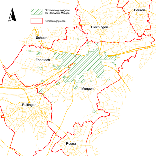 Versorgungsgebiet der Stadtwerke Mengen